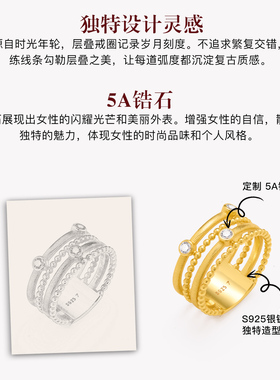 MITHAOL多层叠带复古戒指女小众设计高级感气质百搭中古指环女款