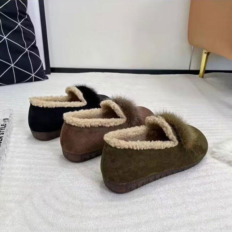 2025新款秋冬毛毛鞋女冬外穿复古棉鞋豆豆鞋勃肯鞋女加绒保暖女鞋,淘宝优惠券,粉丝福利购,淘宝优惠卷