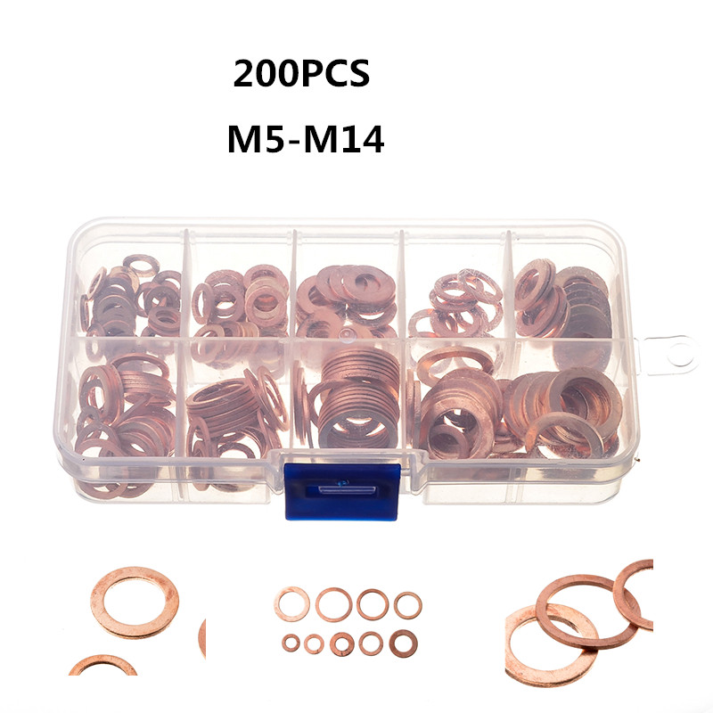 网红300/280/200/100Pcs Washer Copper Sealing Solid Gasket-图2