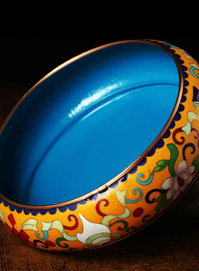 极速景泰蓝磨光铜曼扎盘藏传修曼扎曼达盘曼茶罗带Y托盘家用摆件