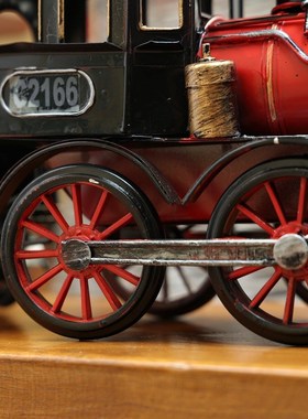 极速手工艺铁艺蒸汽拉煤仿真复古小火F车模型家居客厅书房餐厅装