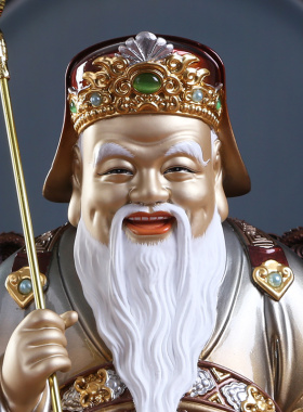 新品土地公土地婆神像p全铜高温着色镶宝福德正神地主公婆土地财