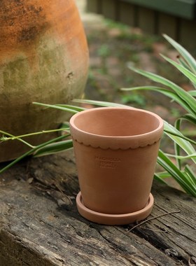 极速欧式帝罗马h水泥花盆红色陶土创意透气复古红陶ins盆栽带托盘