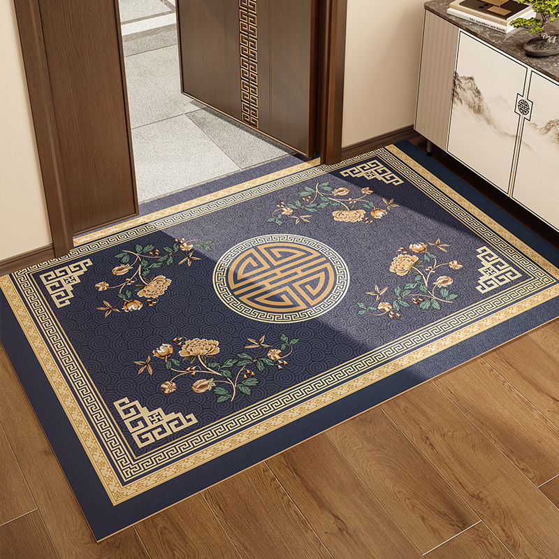 极速新中式入f户进门皮革防滑防水易打理地垫可裁剪踩脚垫家用免 - 图0