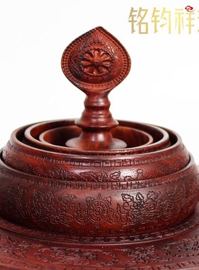 极速非洲红木红檀木实木曼扎盘/藏式精雕紫檀Q木供修曼扎佛堂家用