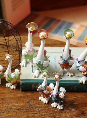 极速客厅家居桌面装饰礼品u小摆件卡通彩绘鸡鸭鹅一家四口创意装