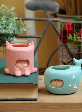 极速可爱动物创意肉o肉盆栽个性多肉微景观花园花器装饰透气阳台