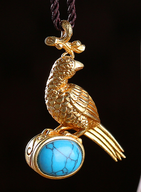 极速黄铜法器g尼泊尔鹧鸪鸟金翅护法降魔杵吊坠宝石镶嵌随身符项