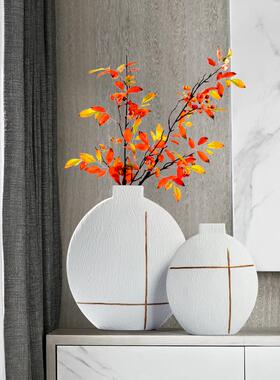 新中式现代轻奢陶瓷插花器样板间玄关客厅样品屋展示中心书房书柜