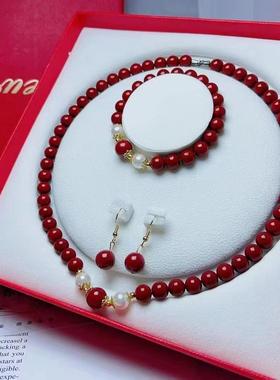 天然紫金朱砂项链女手链首饰三件套送妈妈婆婆妇女母亲节生日礼物