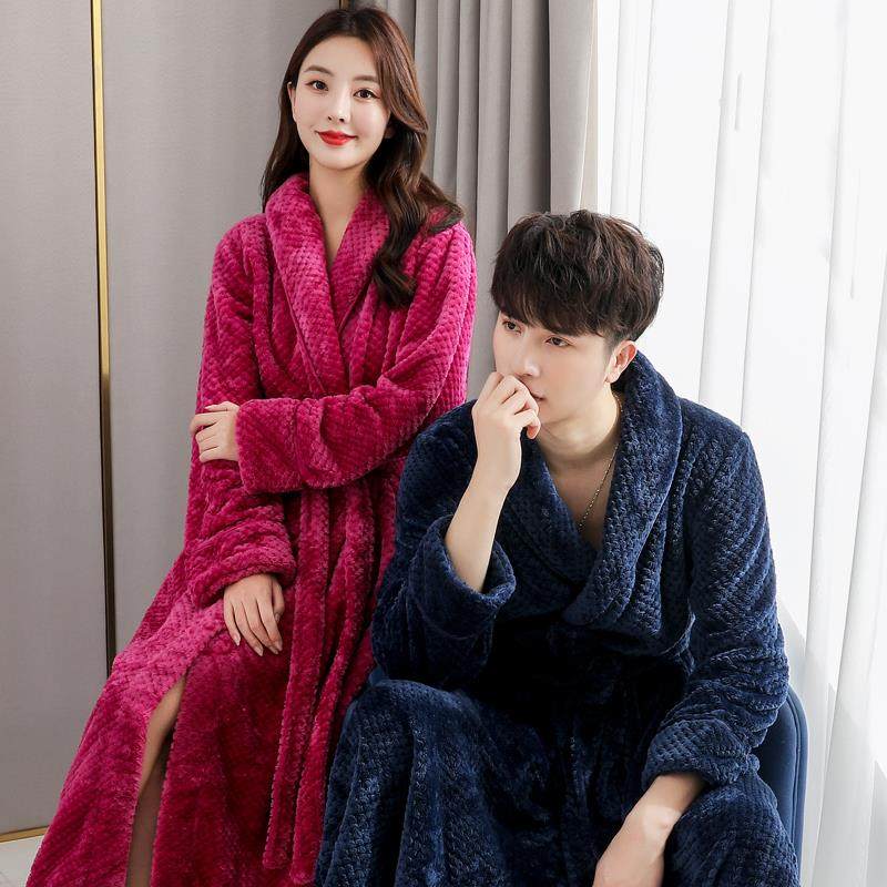 睡袍男冬加厚加长款睡袍男士秋冬新品法兰绒冬季双面加绒浴袍女冬,淘宝优惠券,粉丝福利购,淘宝优惠卷