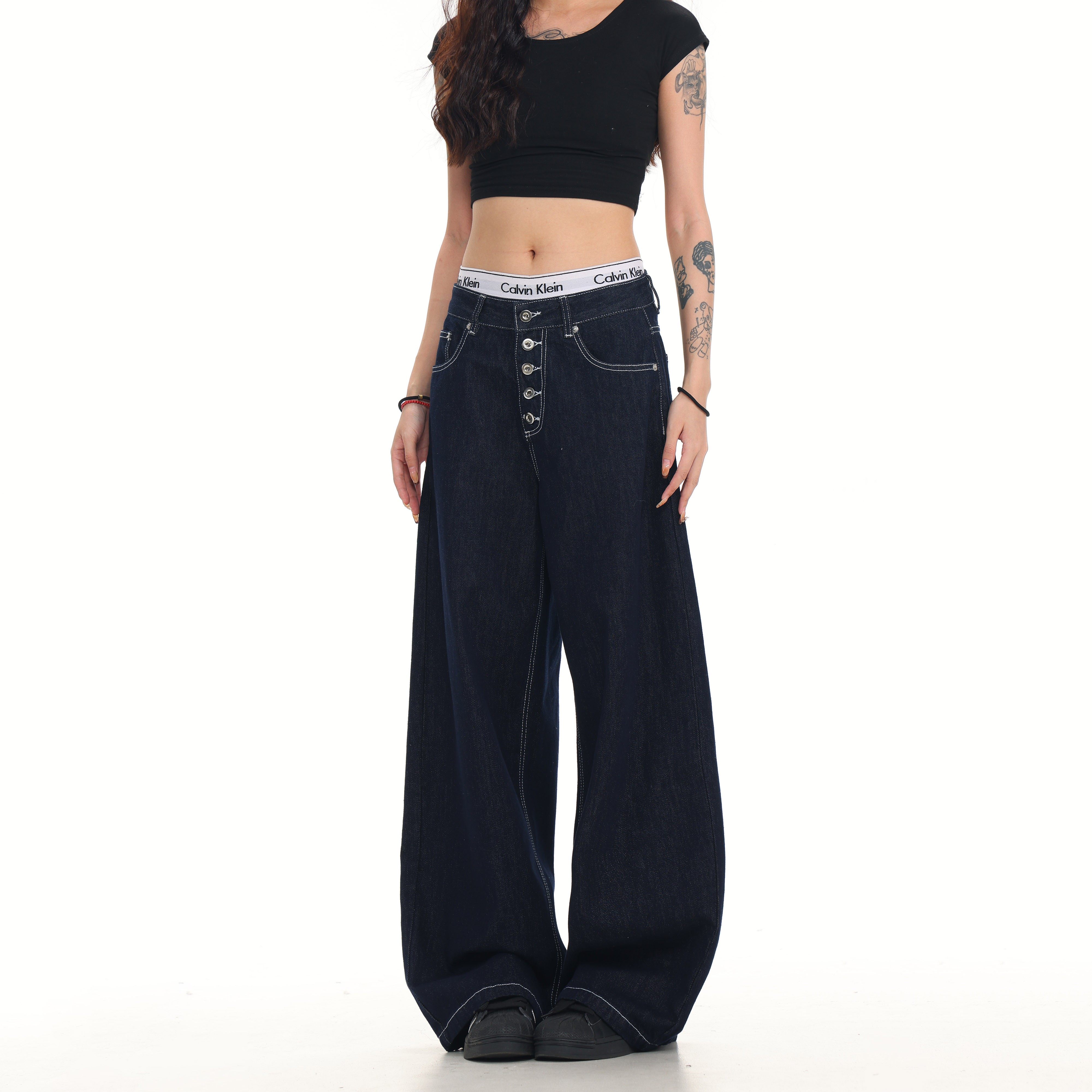 MAX ME原牛明线弯刀牛仔裤男秋季百搭新款纯色纽扣设计,淘宝优惠券,粉丝福利购,淘宝优惠卷