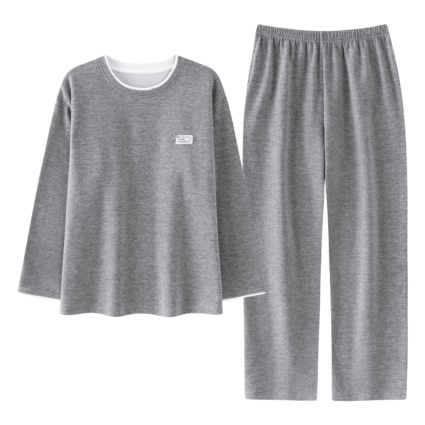 都市丽人长袖睡衣女秋冬季德绒加绒保暖休闲家居服套装可外穿套装 - 图0