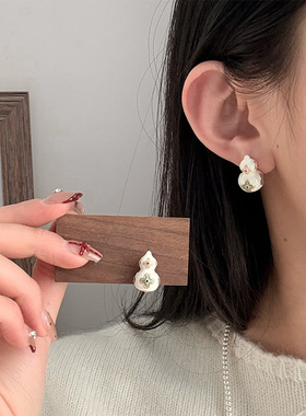 白色葫芦耳环彩色滴油葫芦项链