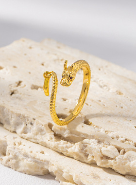 中国风神龙摆尾本命年生肖戒指小众设计独特时尚个性开口食戒灵动