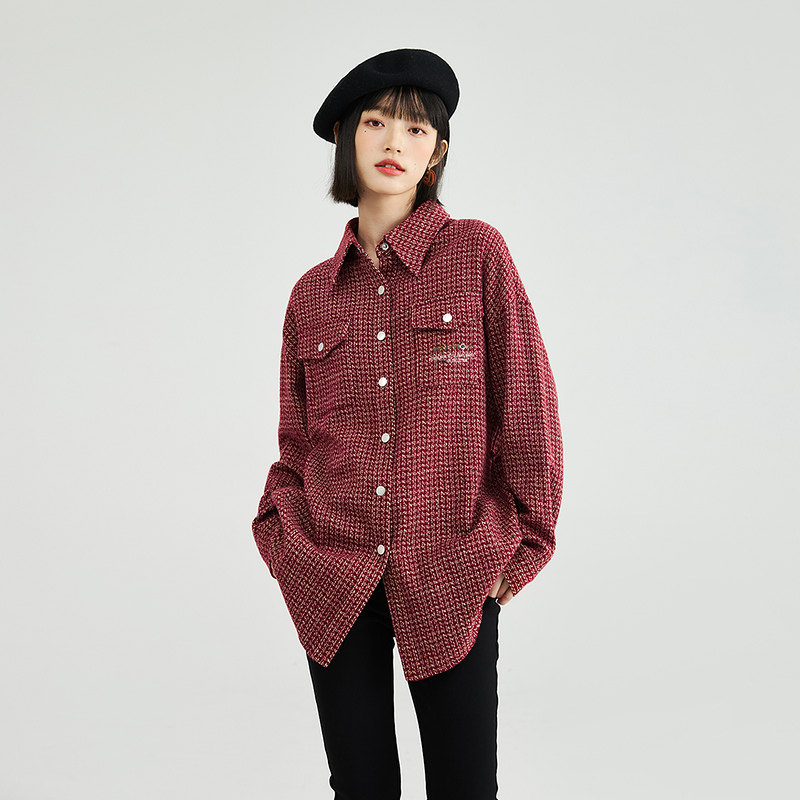 茵曼长袖衬衫新年红 茵曼一零一度衬衫