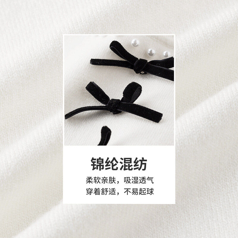 茵曼木耳边飞袖2022年春季针织衫 茵曼一零一度毛衣