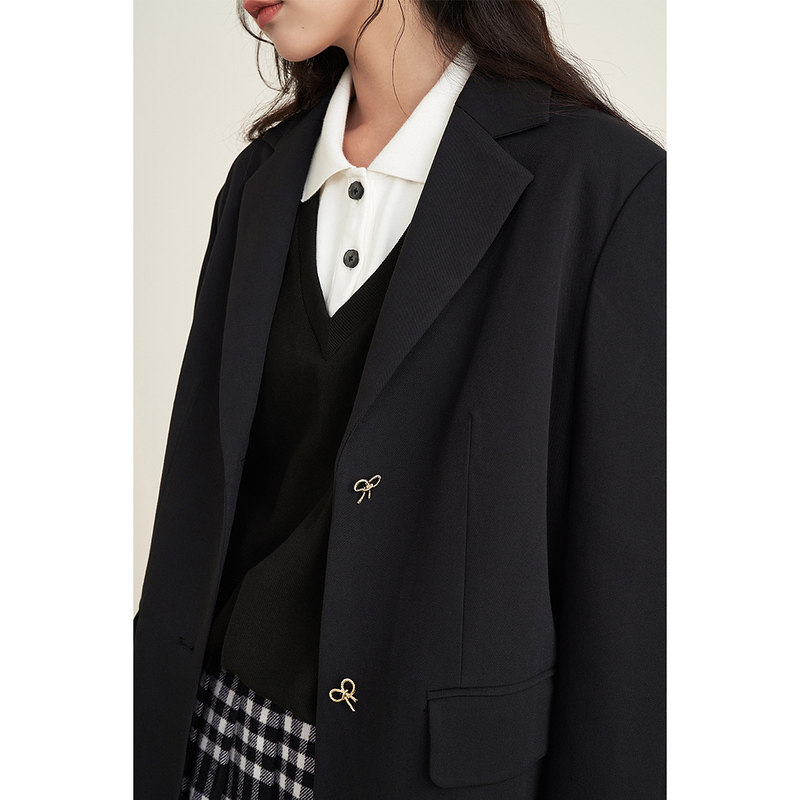 茵曼西装外套2022年早春季新款宽松 茵曼一零一度西装