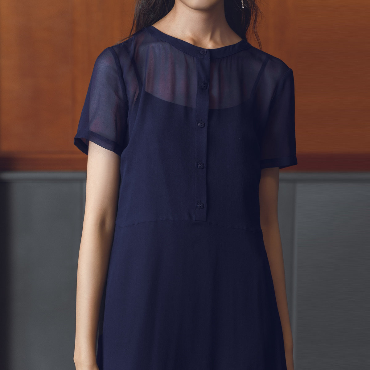 茵曼新款吊带内搭圆领长款女连衣裙 茵曼一零一度时尚套装