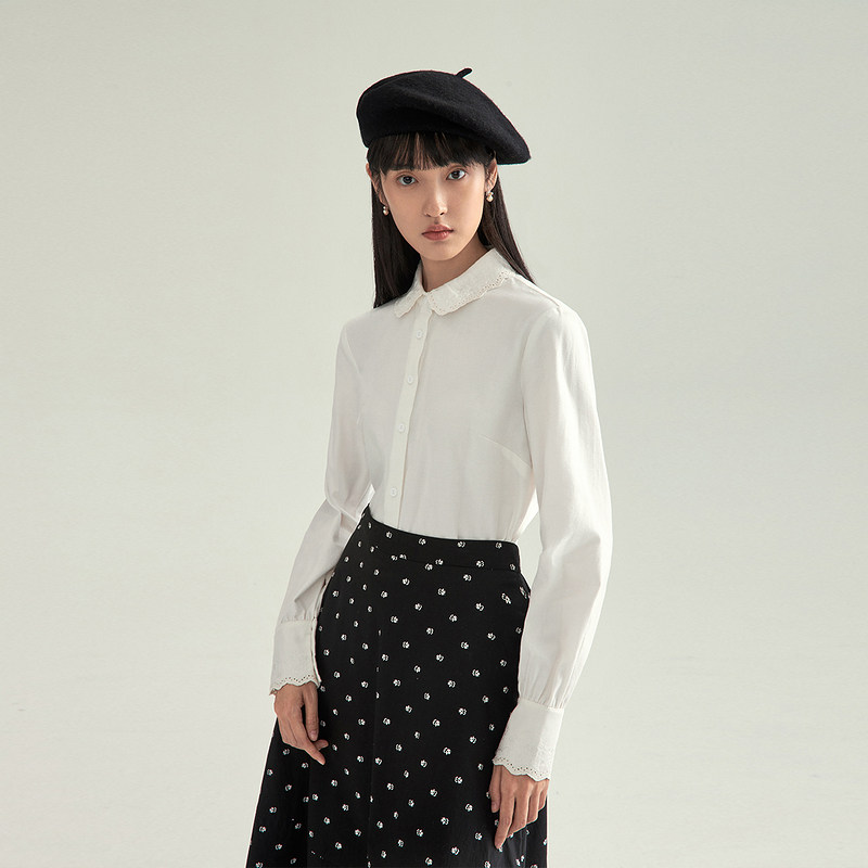 茵曼旗舰店白衬衫玻尿酸黑科技新款 茵曼一零一度衬衫