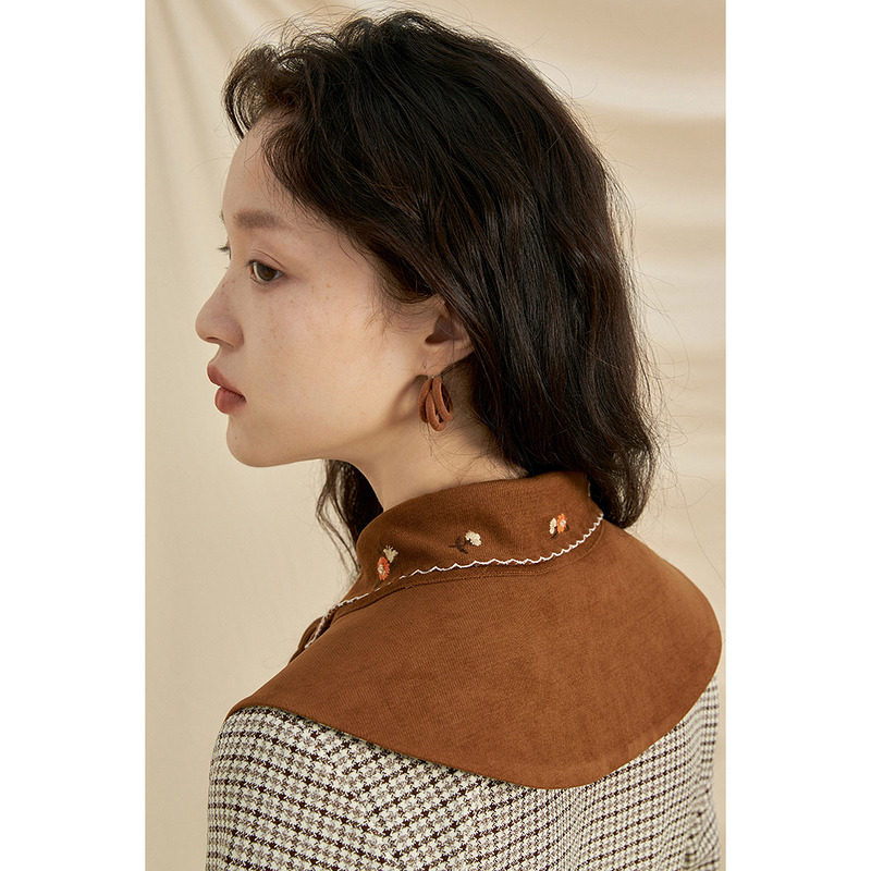 茵曼蝴蝶结2021冬新款绣花连衣裙 茵曼一零一度连衣裙