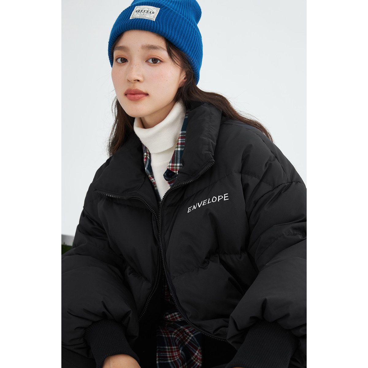 茵曼立领冬季小个子面包服白鸭绒 茵曼一零一度羽绒服