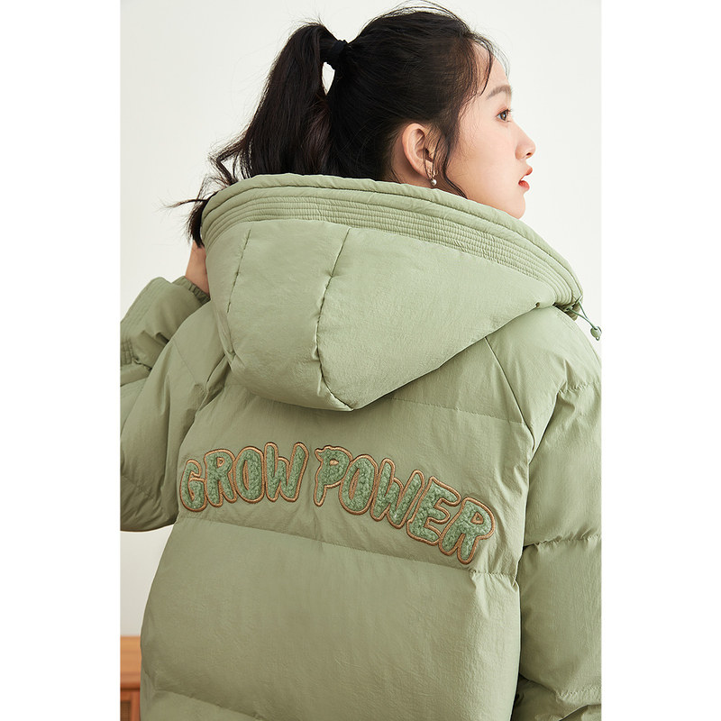 茵曼宽松冬季趣味休闲连帽白鸭绒 茵曼一零一度羽绒服