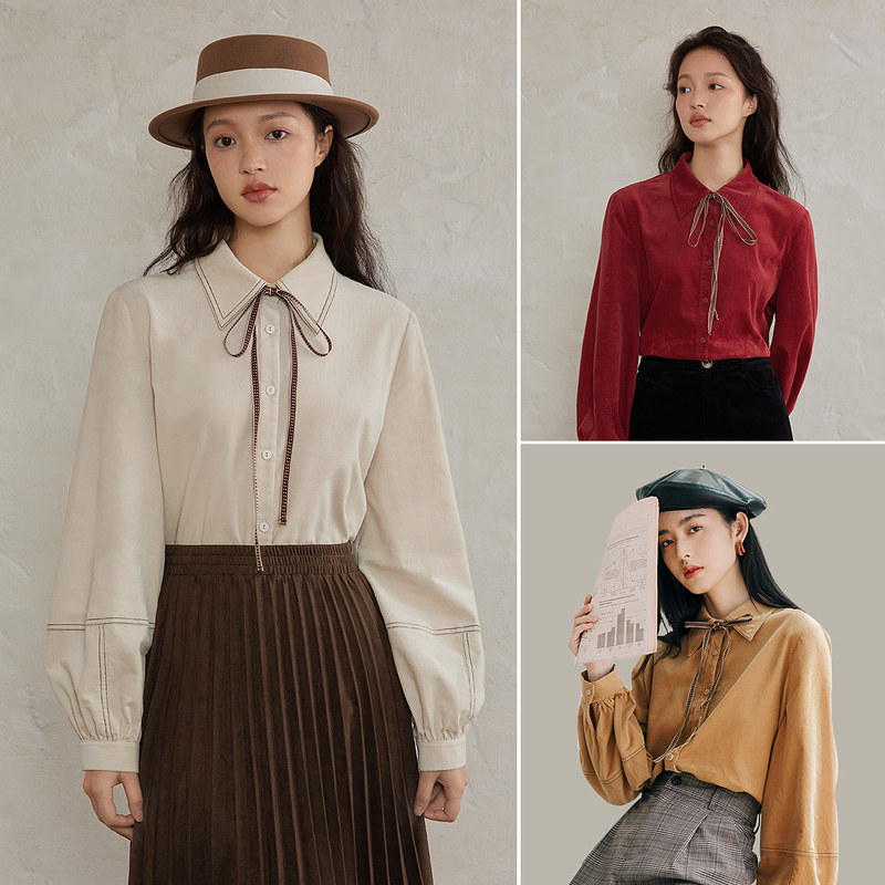 茵曼2021长袖衬衣 茵曼一零一度衬衫