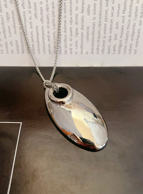 时尚百搭银色长款水滴吊坠项链