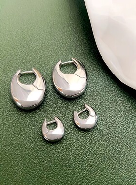 欧美素圈耳环女金属水滴小众设计百搭基础款轻奢高级感耳饰