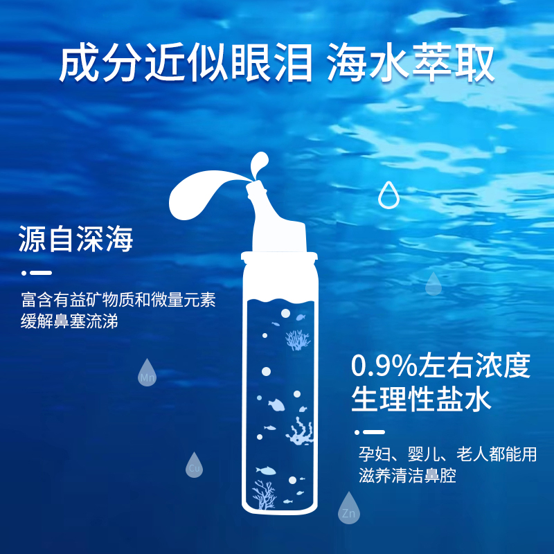 海蓝诺生理海水鼻喷洗鼻器儿童成人过敏鼻炎喷剂海盐水持续喷雾器 - 图1