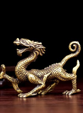 速发铜四大神兽摆件纯黄铜青饰白虎朱雀客武一套四方神玄厅桌面装