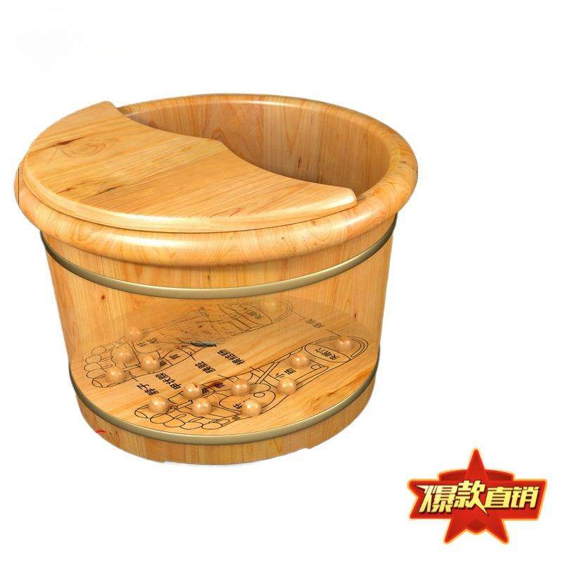 泡脚桶木桶家用足浴盆实木洗脚桶保温泡脚桶木质养生按摩洗脚秦之 - 图3