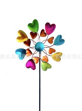 跨境铁艺金属风车园艺庭院户外风车花园插件旋转风车金属工艺摆件