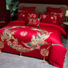 Mercury Home Textile Wedding Four-Piece Set Pure Cotton Embroidery Dragon and Phoenix