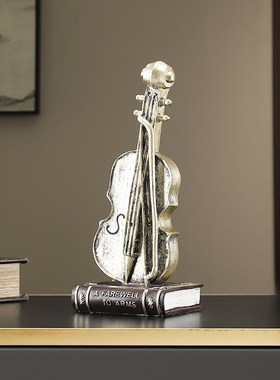 速发欧式复古怀旧时品柜件酒柜装饰钟家居客厅小提琴书摆摆设