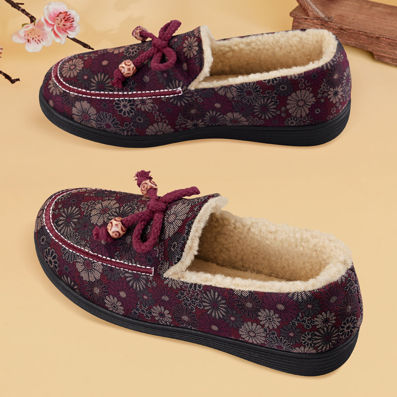 老北京布鞋女秋冬加绒加厚防滑保暖中老年豆豆棉鞋妈妈百搭毛毛鞋,淘宝优惠券,粉丝福利购,淘宝优惠卷