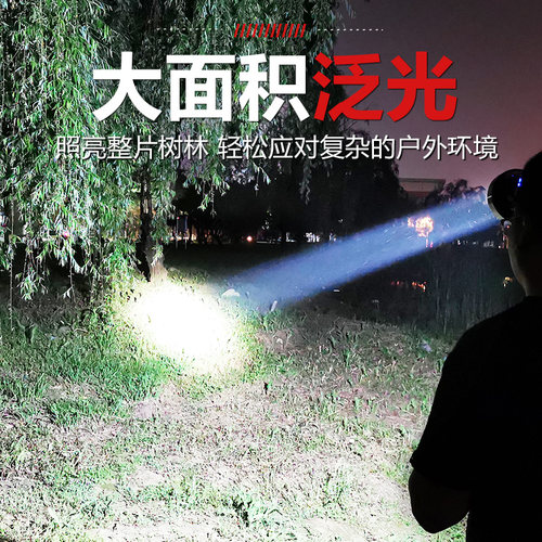 P90强光头灯充电超亮黄光头戴电筒户外照明矿灯远射锂电超长续航 - 图0