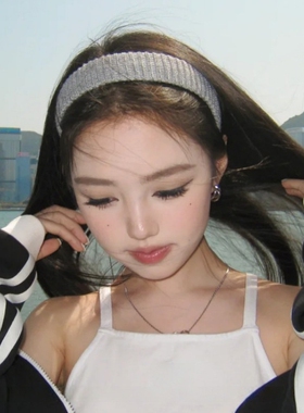 韩系灰色宽边发箍女款日常外戴
