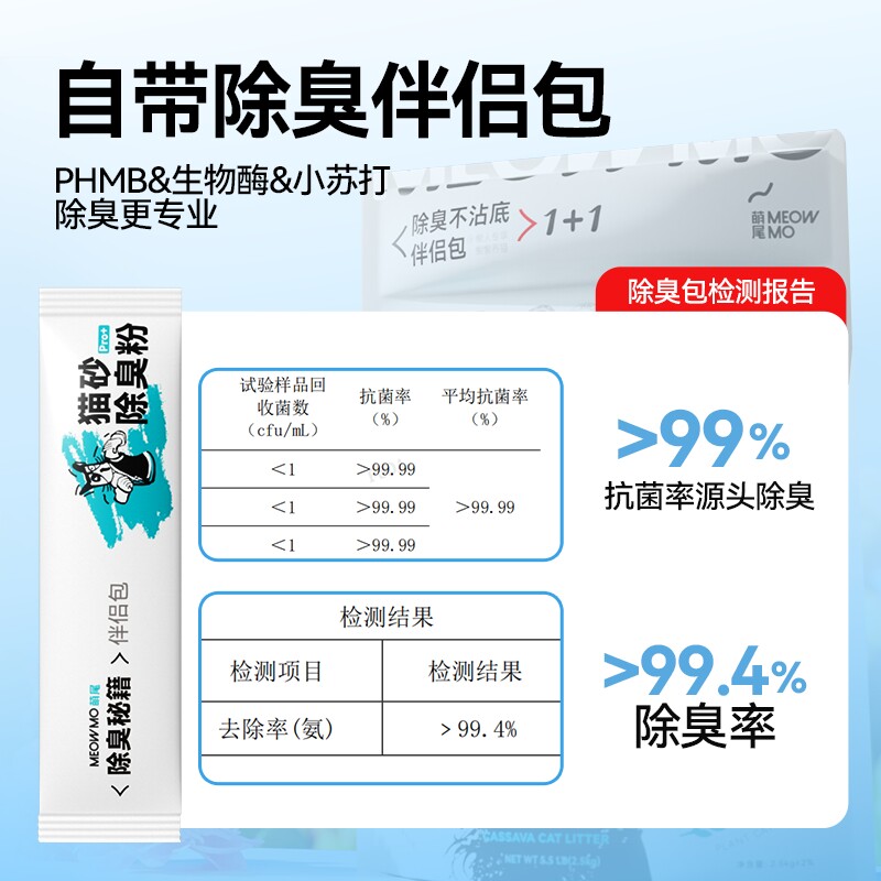 萌尾木薯猫砂强效除臭家用近无尘植物砂抗菌抑菌秒结团不粘底猫沙