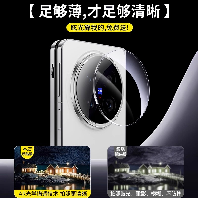 Applicable to vivoxfold5 lens film new AR HD x200s full coverage ultra lens film folding promini mobile phone accessories protection rear mirror tempered film