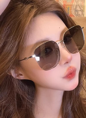 茶色白色墨镜女款新款高级感近视可配度数防紫外线偏光太阳镜大框