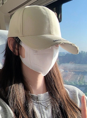 美式字母刺绣棒球帽女显脸小鸭舌帽男复古帽子加大加深硬顶宽檐帽