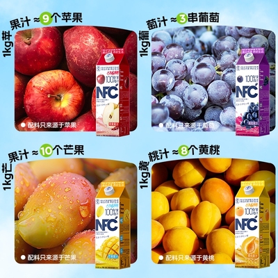 摘养100%NFC纯苹果芒果黄桃葡萄1kg果汁婚宴聚会过节送礼饮料整箱