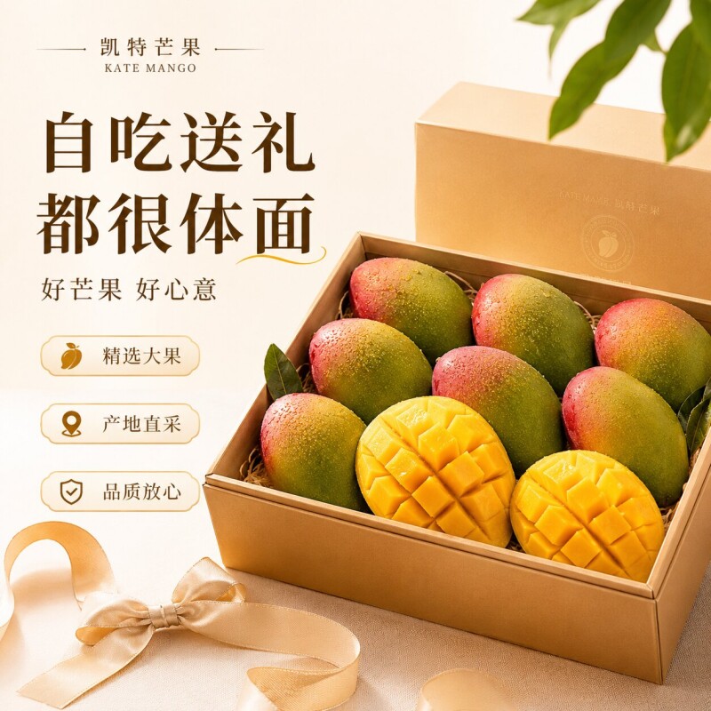 正宗四川攀枝花凯特芒芒果当季现摘新鲜孕妇水果澳芒整箱包邮单果 特新实拍商品图