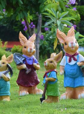 兔子摆件卡通动物雕塑户外园林景观小品花园小院子庭院幼儿园装饰