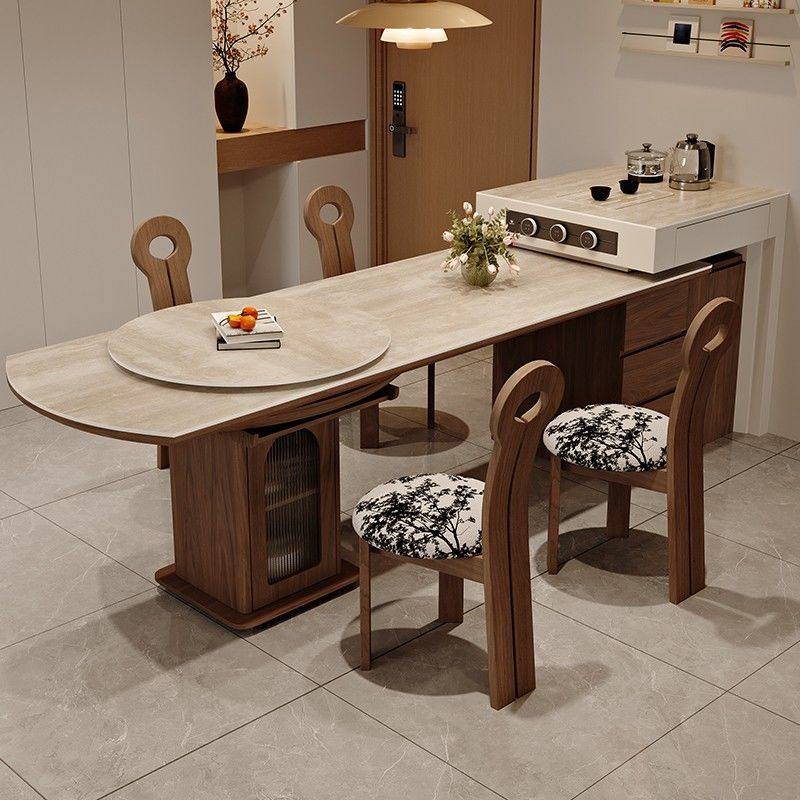 法式岛台餐桌一体家用现代简约可伸缩变圆桌多功能高端储物中岛台,淘宝优惠券,粉丝福利购,淘宝优惠卷