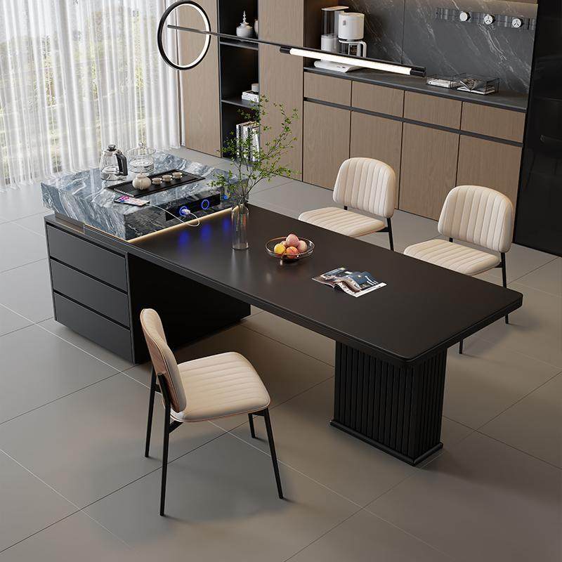 意式岩板岛台餐桌一体家用轻奢多功能高端岩板岛伸缩小户型大户型,淘宝优惠券,粉丝福利购,淘宝优惠卷