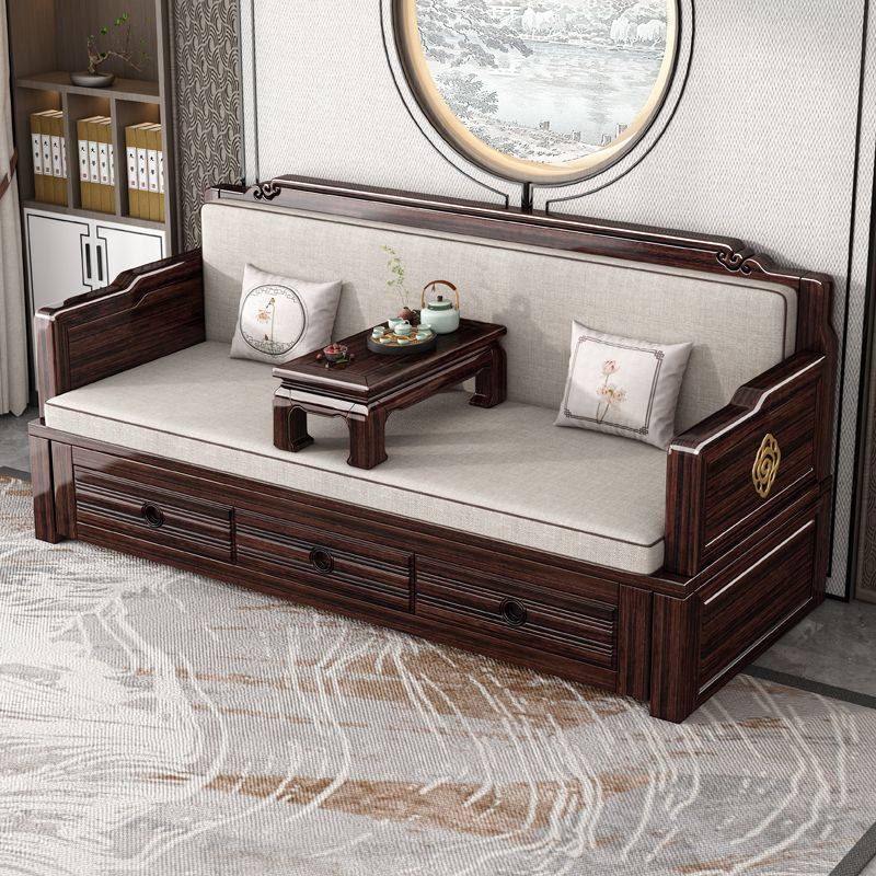 新中式实木罗汉床沙发床两用多功能高档沙发床带抽屉2024新款沙发,淘宝优惠券,粉丝福利购,淘宝优惠卷