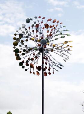 太阳能灯铁艺风车户外花园庭院装饰旋转摆件别墅露台阳台摆设布置